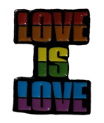 pin saying love is love in rainbow letters